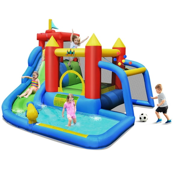 Costway Inflatable Bouncer Water Slide Bounce House Splash Pool without Blower