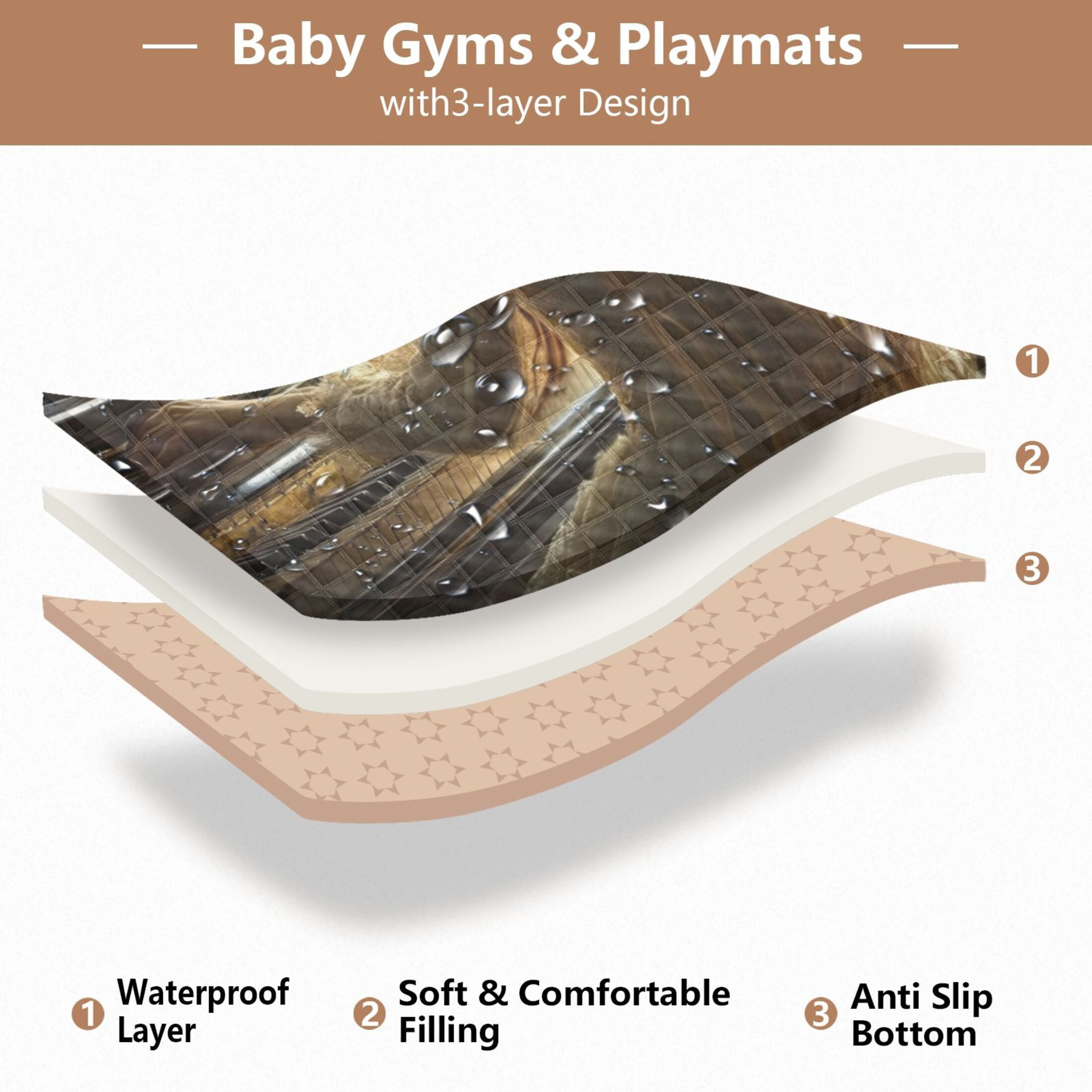 WOBOGO Blonde Lass Playing The Piano Baby Playmats Extra Large Waterproof Rollable Activity Pads for Toddlers 50×50inch