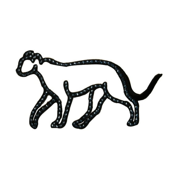ID 3567 Speckled Black Panther Outline Patch Wild Embroidered Iron On Applique