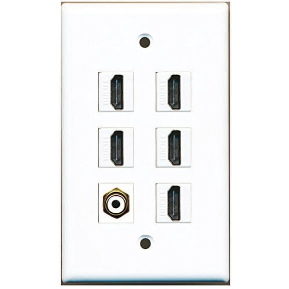 RiteAV - 5 HDMI 1 Port RCA White Wall Plate