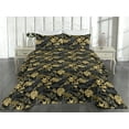 thumbnail image 2 of Ambesonne Exotic Quilted Bedspread Set 3 Pcs, Botanical Tropical Flowers, Twin, Dark Grey Fawn and Mustard, 2 of 4