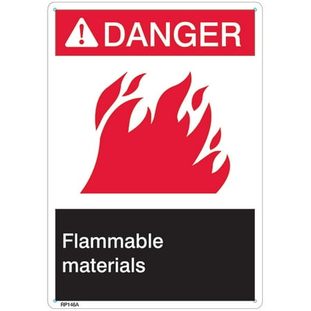 

ANSI Z535 Rigid Plastic Danger Flammable Materials Sign 7 x 10 (136 Units)
