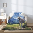 thumbnail image 2 of Disketp Blue Sky Dog Cozy Flannel Fleece Throw Blanket: Has a velvety texture for All Seasons - Perfect for Women, Men, & Kids"60"x50", 2 of 6