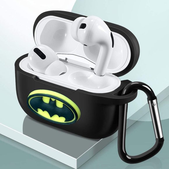Compatible for Airpods pro Case, Black Silicone Airpods Pro Charging Case, Full Protective Cover with Carabiner Keychain for Apple Airpods 3