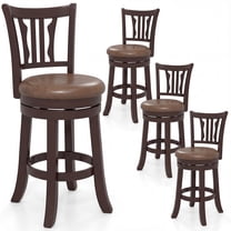 Gymax 26'' Counter Height Swivel Bar Stools Set of 4 w/Back & Faux Leather Seat