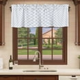 thumbnail image 6 of Blue White Plaid Curtain Valances for Windows, Kitchen Valance Window Treatments Panel 2 Pack, Modern Minimalist Geometric Lattice Rod Pocket Short Curtains for Bathroom Bedroom 42 x 12 Inch, 6 of 8