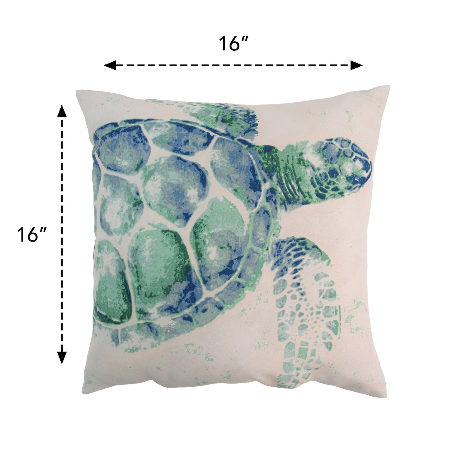 Mainstays 16" x 16" Reversible Decorative Outdoor Throw Pillow, Teal Turtle