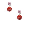 thumbnail image 2 of Delight Jewelry Silvertone Large Enamel Basketball Pink Crystal Clip on Earrings, 2 of 5
