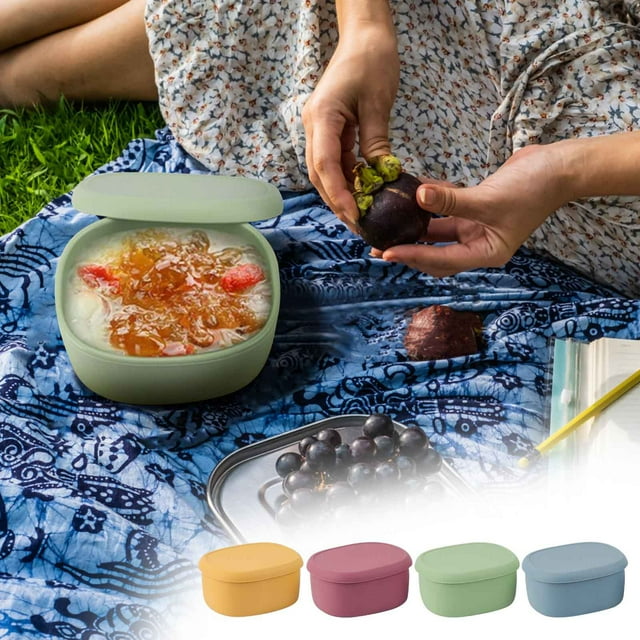 Caja Bento de gel de sílice de grado alimentario - Recipiente reutilizable para el almuerzo apto para microondas y lavavajillas para preparar comidas
