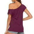 thumbnail image 6 of Red Womens Tops Women's Casual Off Shoulder Tops Short Sleeve T Shirts Loose Summer Blouse Shirts for Women, 6 of 6