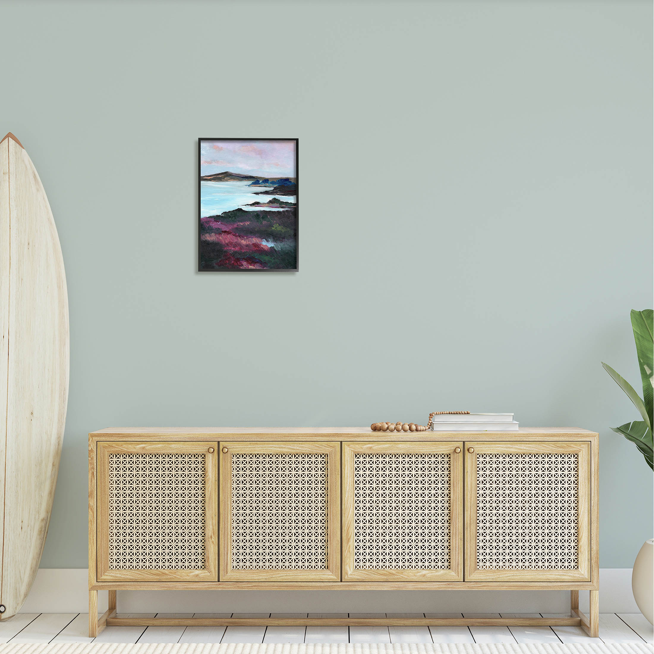Stupell Industries Vivid Brushed Meadow Lake Edge Painting Black Framed Art Print Wall Art, Design by Nikita Jariwala