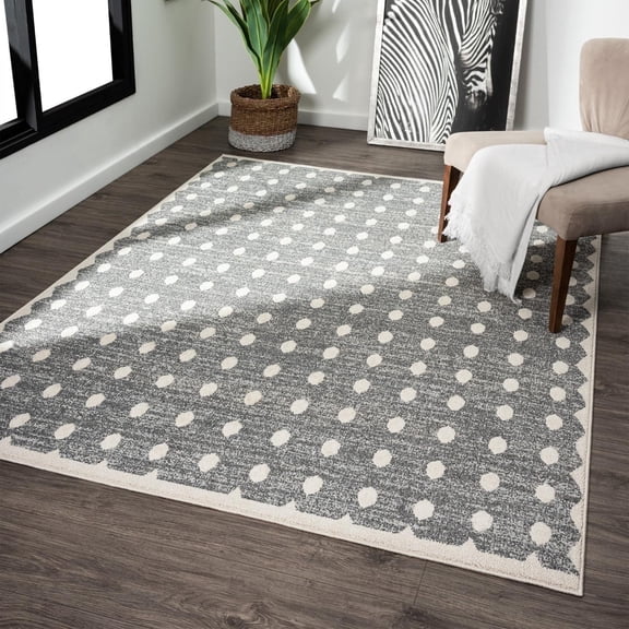 Luxe Weavers Modern Geometric Dots Anthracite 8x10 Area Rug, Non-Fade Carpet