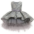 thumbnail image 1 of 2-8Y Girls Jacquard Floral Tulle Tutu Dress Princess Pageant Formal Dress Sundress, 1 of 7