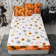 thumbnail image 4 of Erosebridal Halloween Ghost Zipper Twin Comforter Sets with Fitted Sheet and 2 Pillowcases,Gothic Skeleton Zipper Bedding Set,Orange,Reversible, 4 of 7
