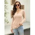 thumbnail image 7 of Sherrylily Women Waffle Knit Henley Tops Casual Long Sleeve V Neck Pullover XS-XL, 7 of 7