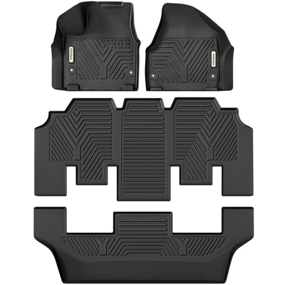 YITAMOTOR Floor Mats Fit for 2017-2024 Chrysler Pacifica 7 or 8 Passenger Model (No Hybrid Models), Included 3 Row All Weather Protection TPE Floor Liner Set, Black