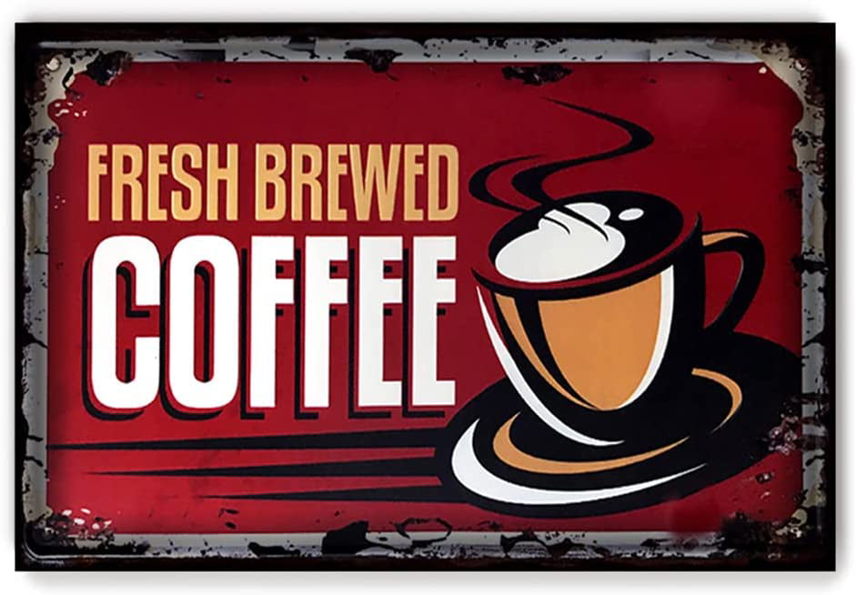 FRESH BREWED COFFEE METAL SIGN RETRO STYLE12x16in 30X40cm cafe wall art room 