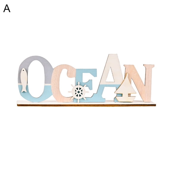 Grandest Birch Wooden Ornaments Letter Pattern Shooting Props Wood Beach Ocean Decorative Plaque for Home Delicate Ornamental Mult