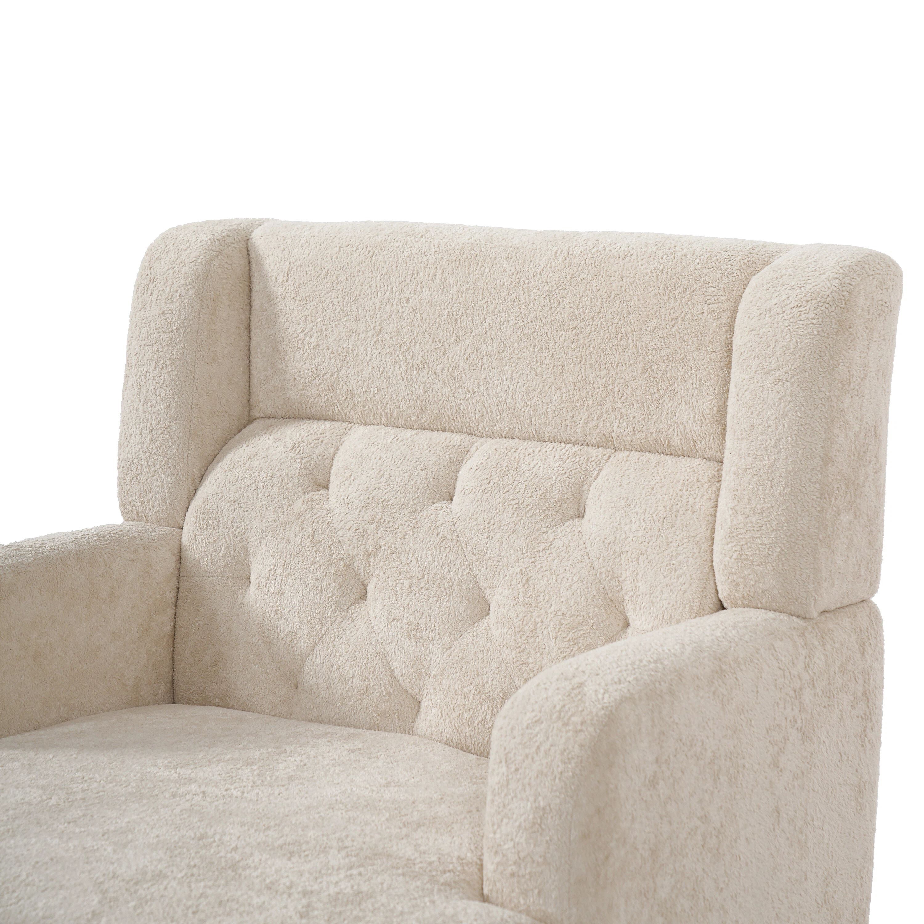 Euroco Modern Accent Chair,Upholstered Armchair with Solid Wood Frame,Comfy Reading Chair,Living Room Chair for Bedroom, Guest Room,Beige