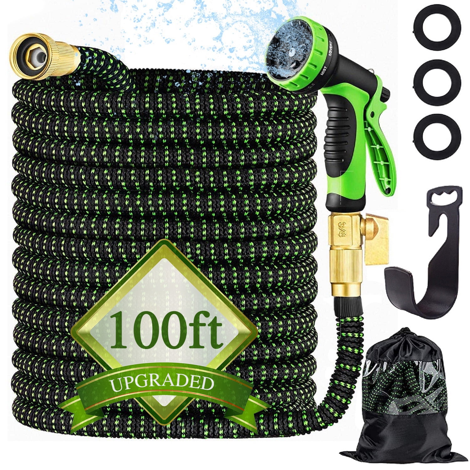 Expandable Garden Hose 100ft, Flexible Water Hose, Flexible Hose with