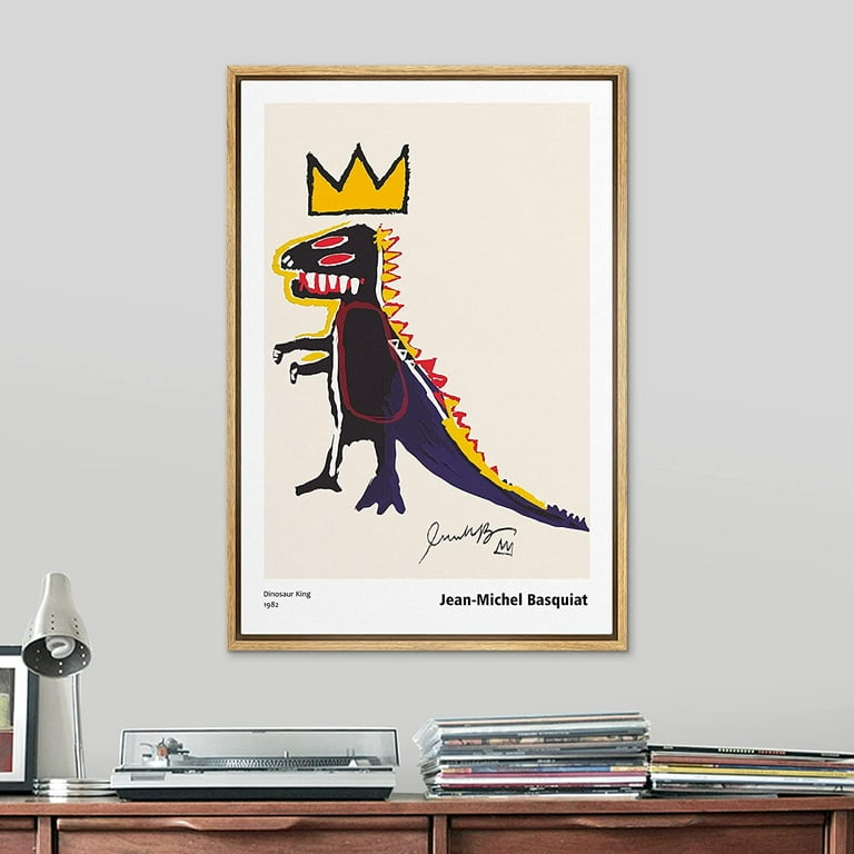 JEAN-MICHEL BASQUIAT's Dinosaur バスキア PixonSign Framed Canvas Print Wall Art Jean-Michel Basquiat