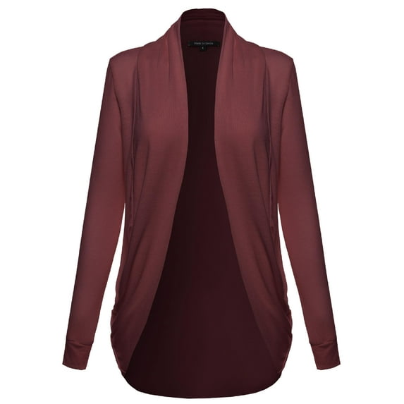 FashionOutfit Women's Classic Stylish Comfortable Open Front Draped Cardigan