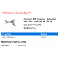 thumbnail image 2 of Accessory Belt Tensioner - Compatible with 2002 - 2005 Audi A4 3.0L V6 2003 2004, 2 of 2