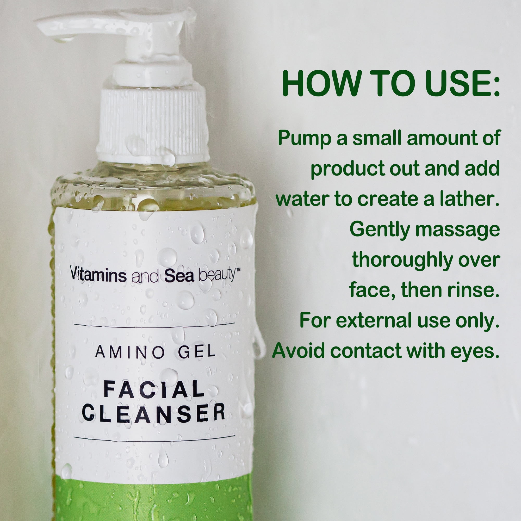 Vitamins and Sea beauty Amino Gel Sea Minerals & Collagen Facial Cleanser, All Skin Types, 8 fl oz