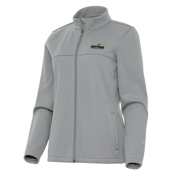 Women's-Antigua Gray Daytona International Speedway Links 2 Full-Zip Golf Jacket