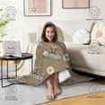 thumbnail image 4 of Wearable Blanket,Brown Highland Cow Daisy Farmhouse Pattern Hooded Wearable Sherpa Blanket for Adults & Teens,Winter Poncho Shawl Wrap Cape Thick Warm,50"x60", 4 of 5