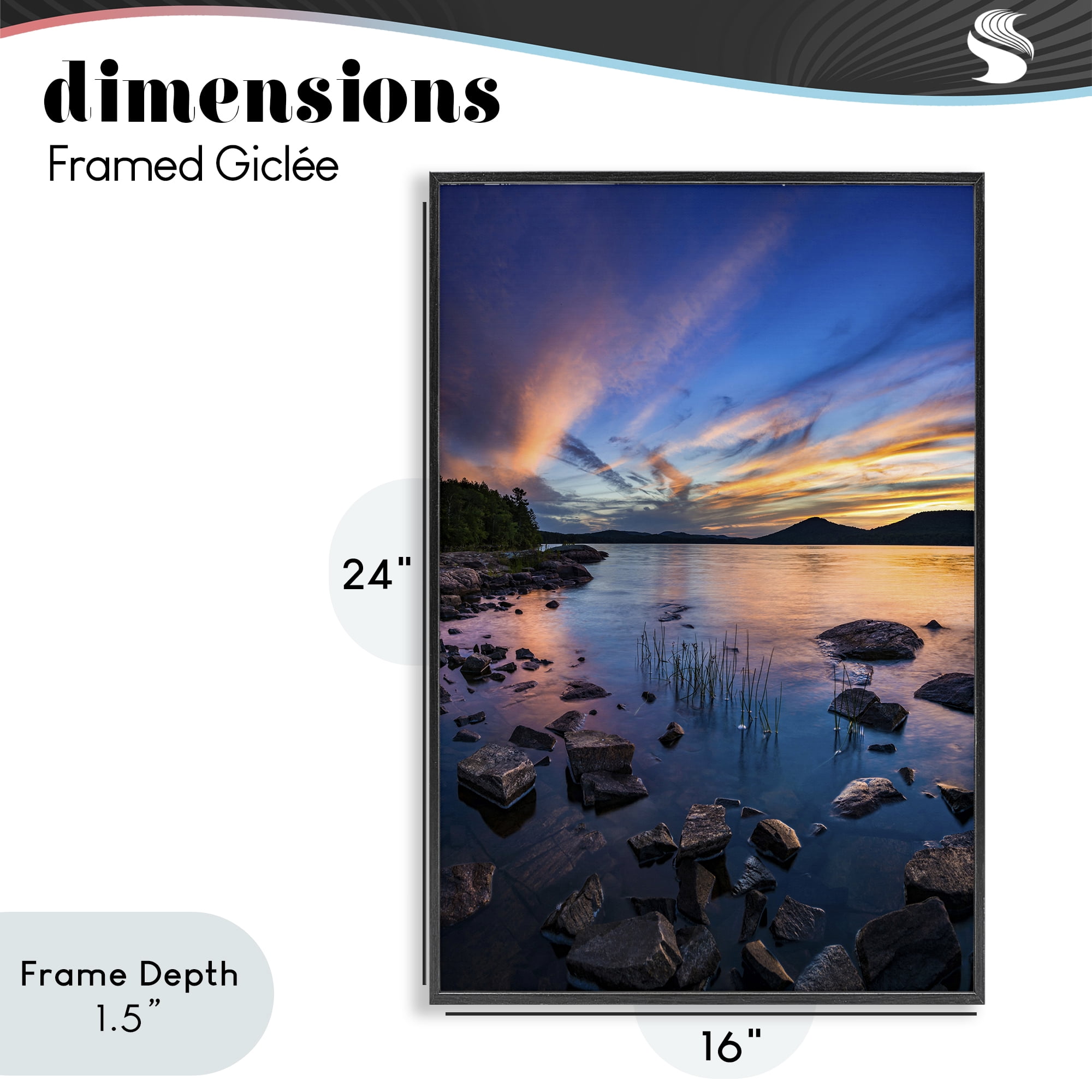 Stupell Industries Sunrise on Piseco Lake Black Framed Giclee Art, design by Jonathan Zaharek