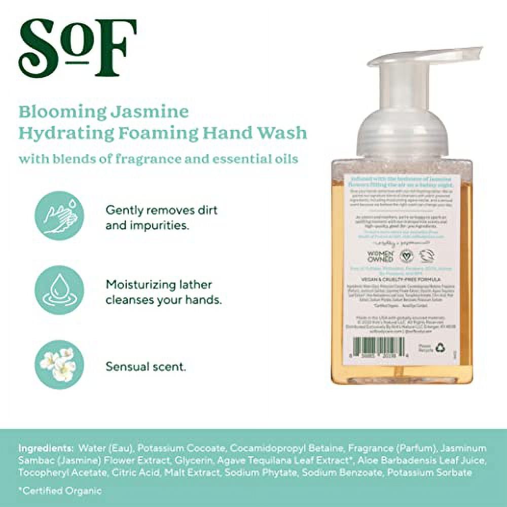 Blooming Jasmine Foaming Hand Wash by SoF Body Care (Formerly South of France Body Care) | Hydrating Organic Agave Nectar | 8 oz Pump Bottle Each | 6 Bottles