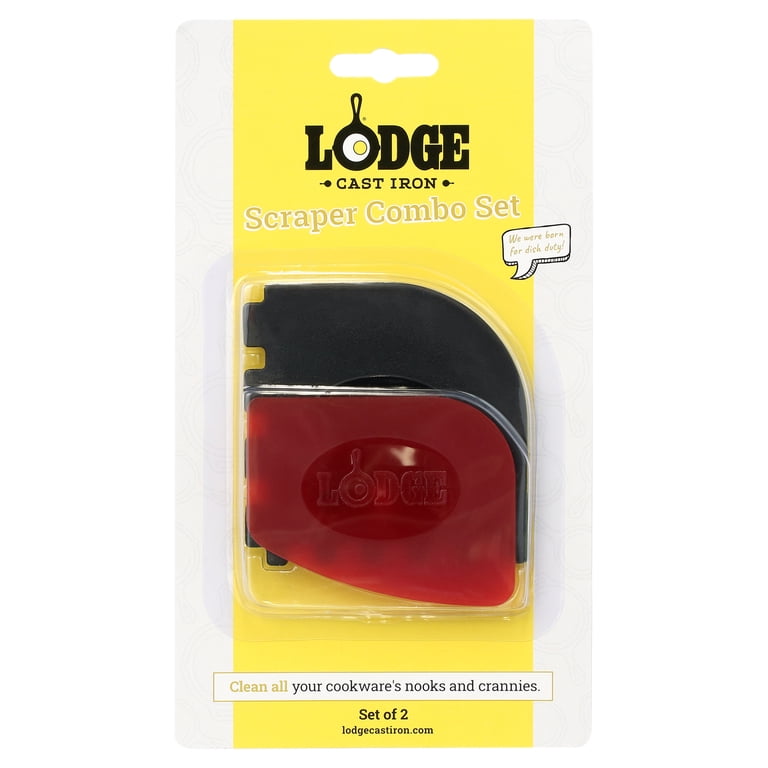 Lodge 2-Piece Cast Iron Scraper Set, Black and Red photo 2