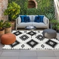 thumbnail image 2 of Black Aztec Outdoor Rug for Patio/Deck/Porch, Non-Slip Large Area Rug 5 x 8 Ft, Southwest Boho Tribal Abstract Geometric Indoor Outdoor Rugs Washable Area Rugs, Reversible Camping Rug Carpet Runner, 2 of 8