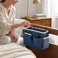 thumbnail image 6 of AYktou Bedside Caddy, Bedside Storage Bag Hanging Organizer for Dorm Bed Rail, Large Capacity Bed Caddy with Hooks, Canvas Hanging Bed Storage Bag with Water Bottle Holders for Tissue Phone Remote, 6 of 8