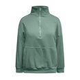 thumbnail image 4 of ManxiVoo Women's Long Sleeve Half Zip Pullover Sweatshirt Lightweight Loose Fit for Casual Daily Wear and Outdoor Activities XXXL Size Green, 4 of 9