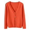 thumbnail image 5 of Domzest Womens Lightweight Cardigan V Neck Button Down Long Sleeve Knit Sweater Fall Casual Soft Basic Knit Cardigan Sweater Saffron XL, 5 of 6