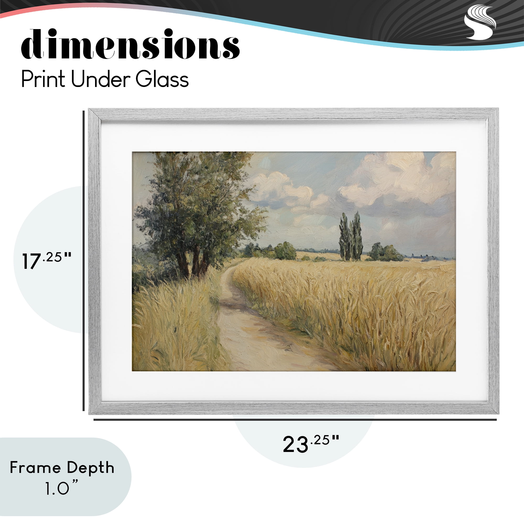 Stupell Industries Quiet Path Through Wheat Gray Framed Print Under Glass, design by Petal Prints Design