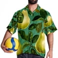 thumbnail image 4 of pear Men's Short Sleeve Poplin Button Down Hawaiian Printed Summer Beach Shirt, Unisex, 4 of 6