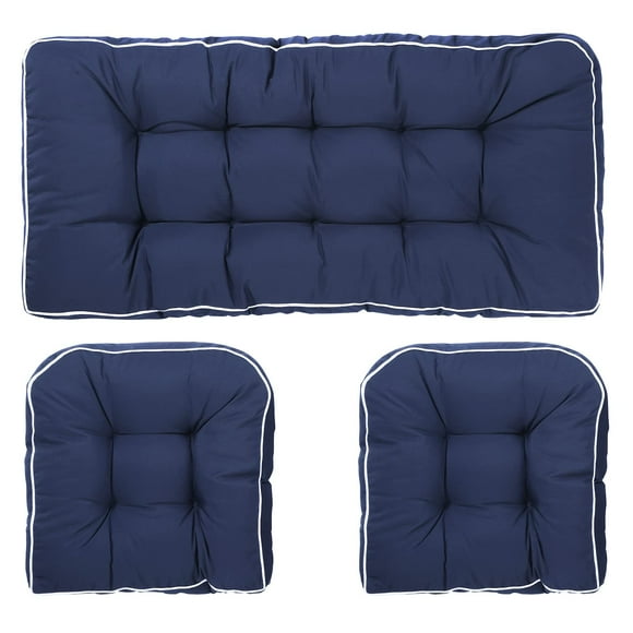 Blytieor Juego de cojines para sofá de 3 piezas para exteriores, cojines de mimbre para patio, 1 cojín para sofá de dos plazas y 2 cojines en forma de U