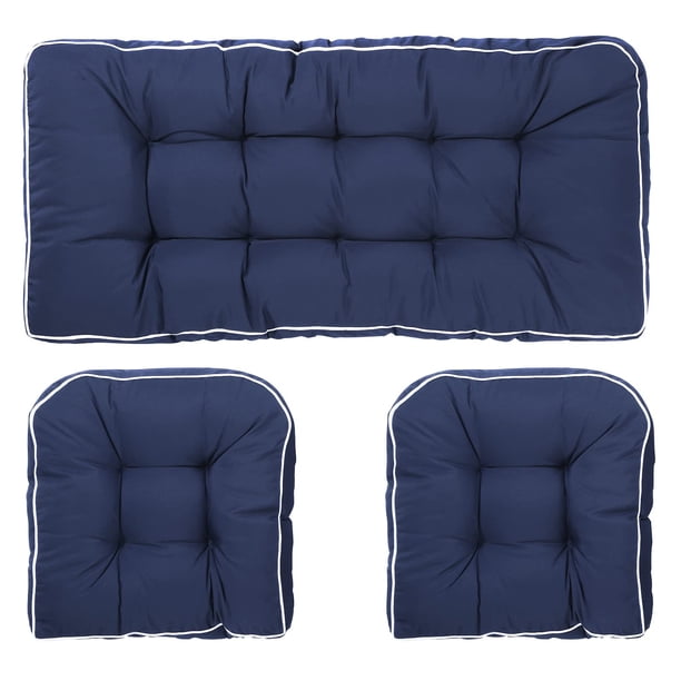 Blytieor Juego de cojines para sofá de 3 piezas para exteriores, cojines de mimbre para patio, 1 cojín para sofá de dos plazas y 2 cojines en forma de U
