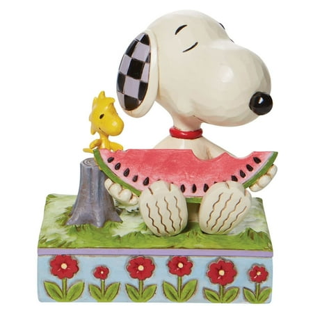 A Summer Snack - One Figurine 4.5 Inch, Resin - Snoopy Woodstock Watermelon 6010113
