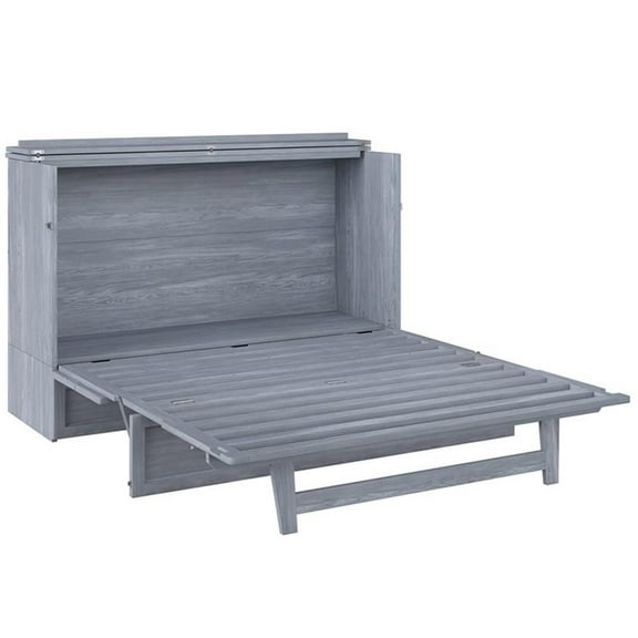Atlin Designs Modern Solid Wood Murphy Bed Chest with Mattress in Driftwood