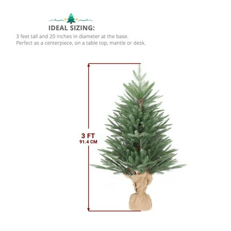 3ft Small Christmas Tree With Lights & Ornaments - 12 Lighting Modes, Battery Powered, Timer