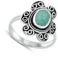 thumbnail image 4 of Bali Sun Simulated Turquoise Boho Ring .925 Sterling Silver Band Blue CZ Jewelry Female Size 11, 4 of 4
