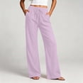 thumbnail image 5 of Wlynlyn Women's Wide Leg Pants Summer Cotton Linen Loose Casual Vacation Palazzo Trousers with Pockets Spring Clothes(Large,Purple), 5 of 9