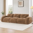 thumbnail image 2 of FFH 110" Sectionals for Living Room, 3 Seater Velvet Cloud Couch, No Assembly Required, Camel, 2 of 12