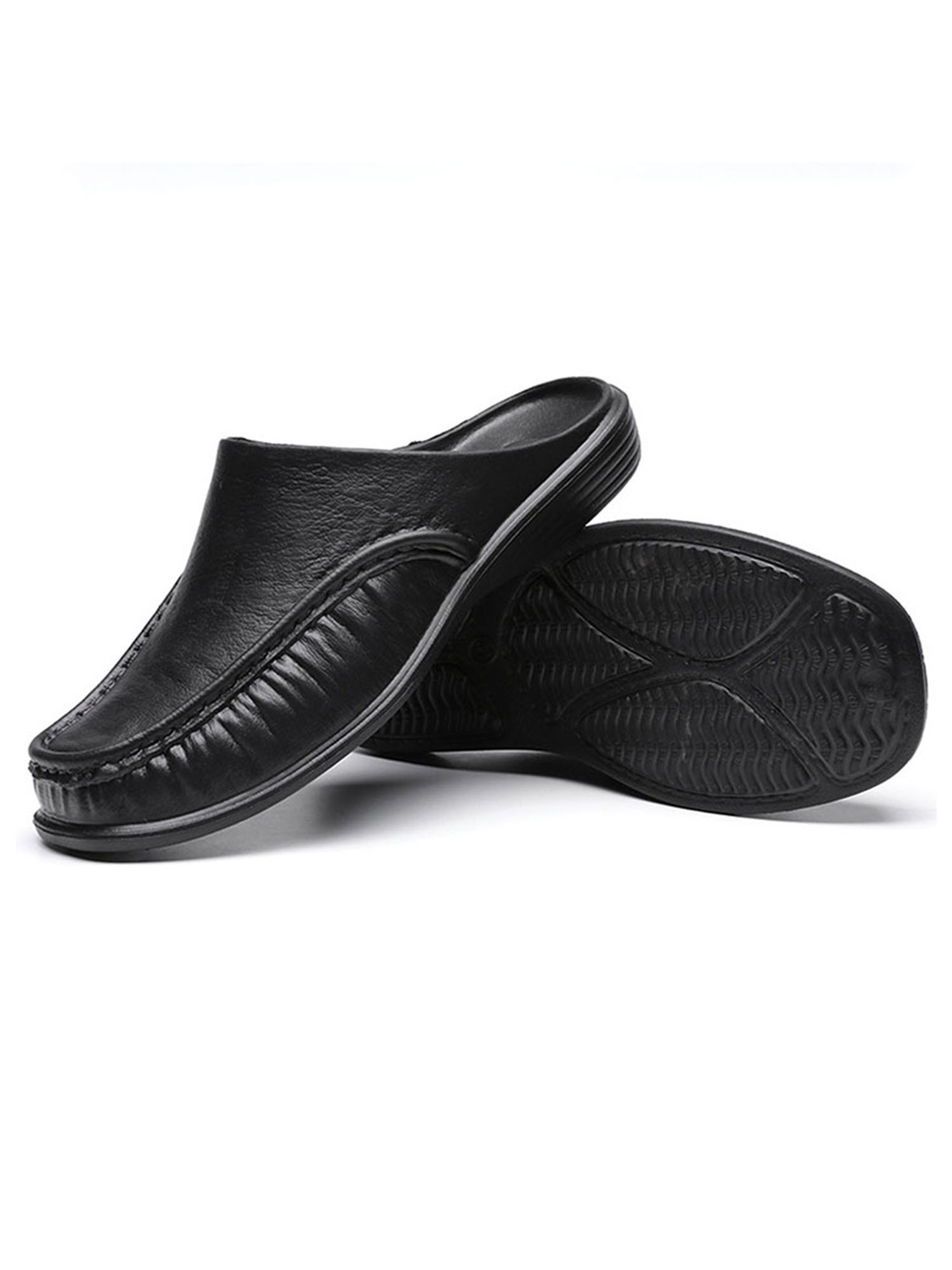 Gomelly Mens Leather Mules Clog Slippers Breathable Leather Slip on