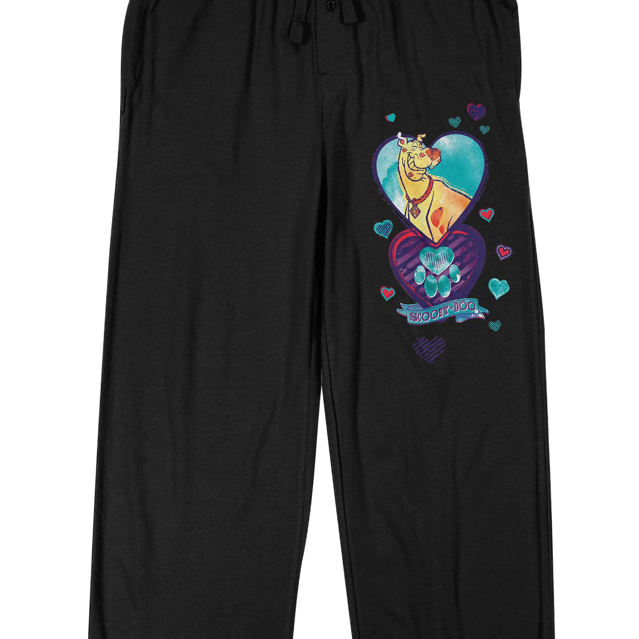 Scooby Doo Valentine's Day Love Men's Black Graphic Sleep Pants-Medium