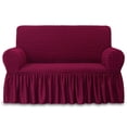 thumbnail image 1 of Falda elástica roja de 2 plazas Loveseat Slipcover NICEEC, 1 of 8